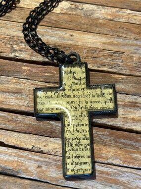 Handmade chunky French cross necklace